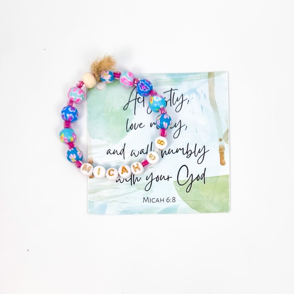 Bible Verse Beaded Bracelet - Handmade - NEW - Micah 6:8 - Picture 1 of 3